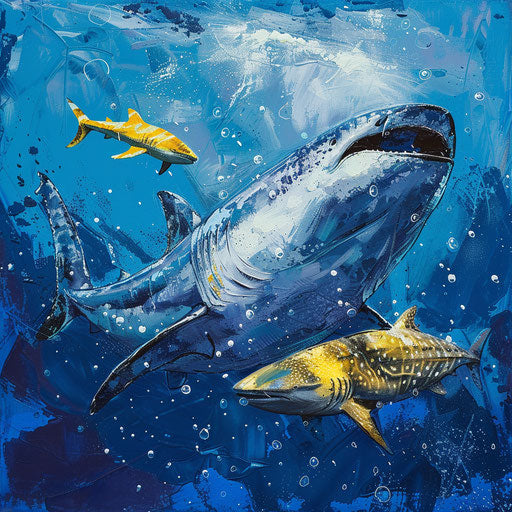 Yellowfin tuna swimming with a whale shark