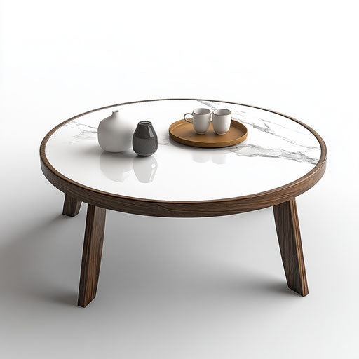 3D Coffee Table with white background, realistic style, clipart isolated