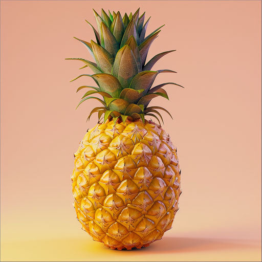 Photo realistic pineapple clipart with flat random color background