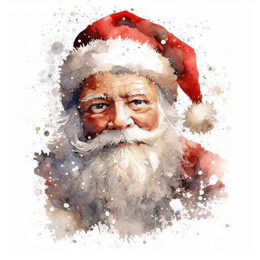 Santa face clipart in the style of Impressionistic Art, on white background