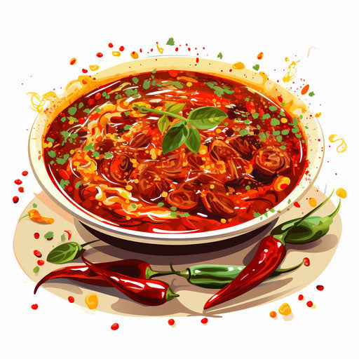 Illustration of chili in the style of Impressionistic Art, on a white background