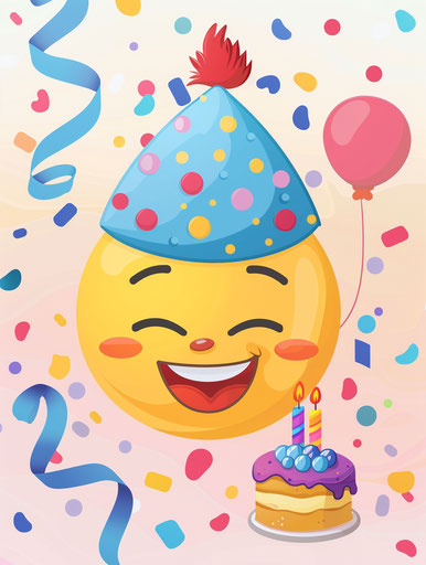 Happy birthday celebration with blue hat and cake