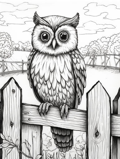 Owl on wooden fence royal illustration