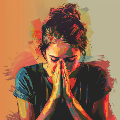 Realistic praying clipart with flat random background