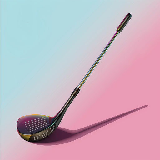 Realistic golf club on random colored background
