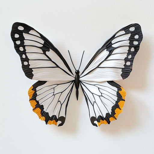 3D monarch butterfly on flat white background, isolated clipart