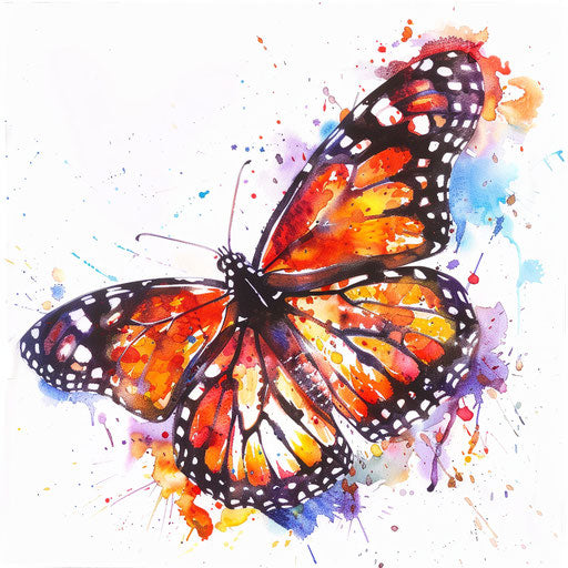 Watercolor Monarch Butterfly Tattoo on White Background