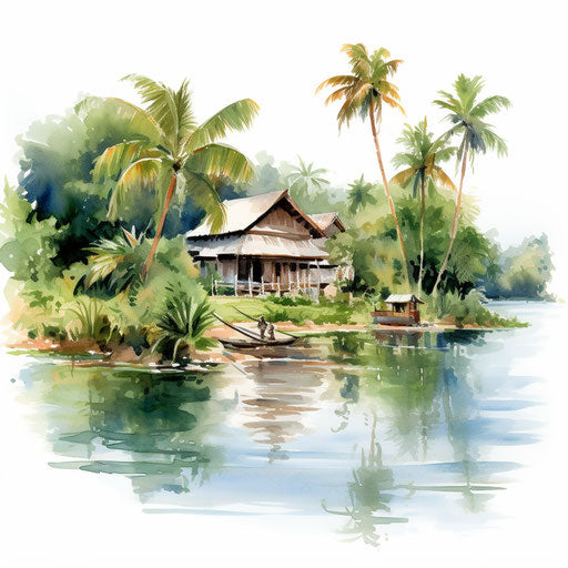 House clipart in the style of Impressionistic Art, on white background