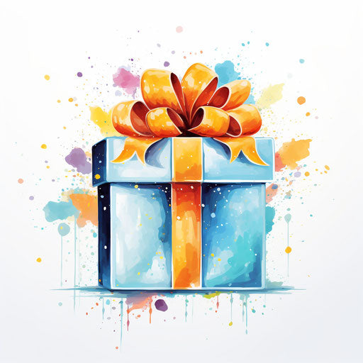 Gift box clipart in the style of oil painting, on a white background