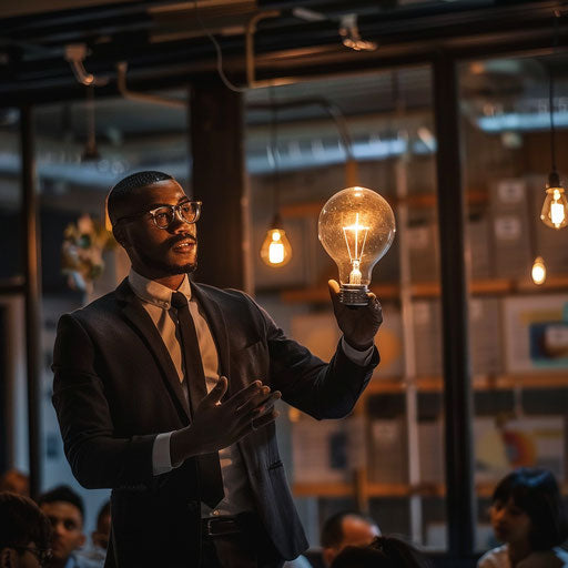 Businessman presenting an award-winning idea to investors