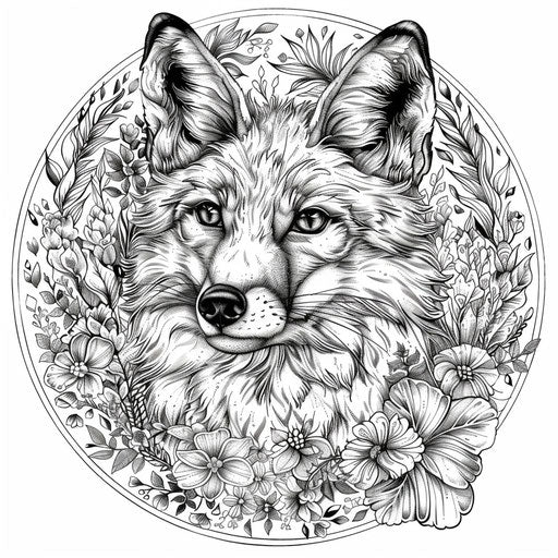 Floral mandala fox with intricate designs