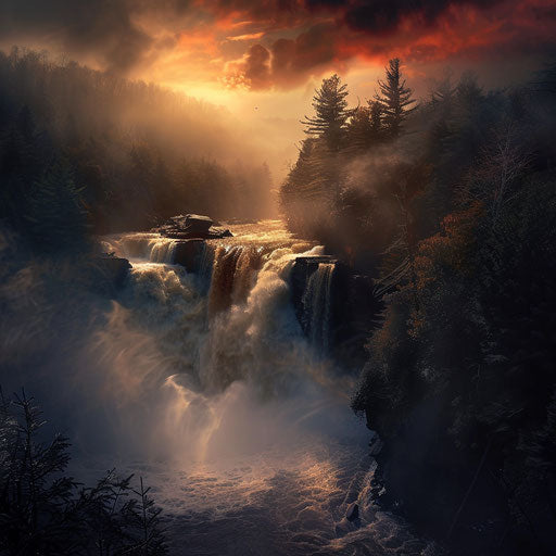 Blackwater Falls, West Virginia, in a dramatic landscape with intense shadows