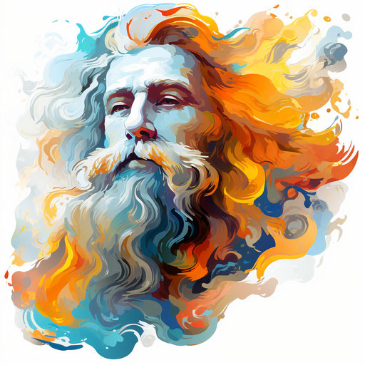 God clipart in the style of Impressionistic Art, on a white background