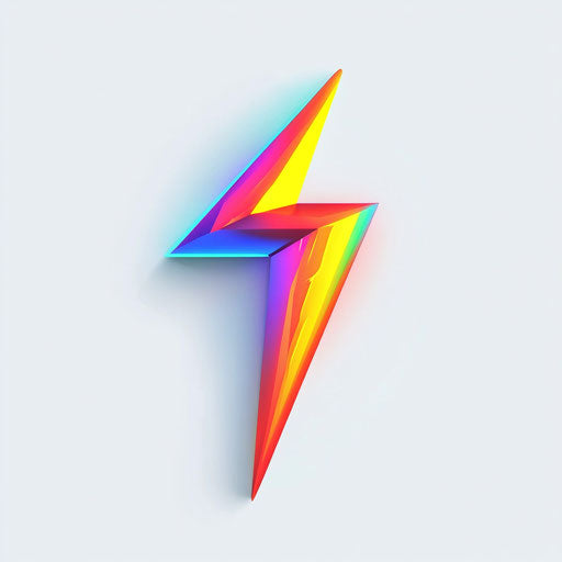 Realistic 3D lightning bolt on white background