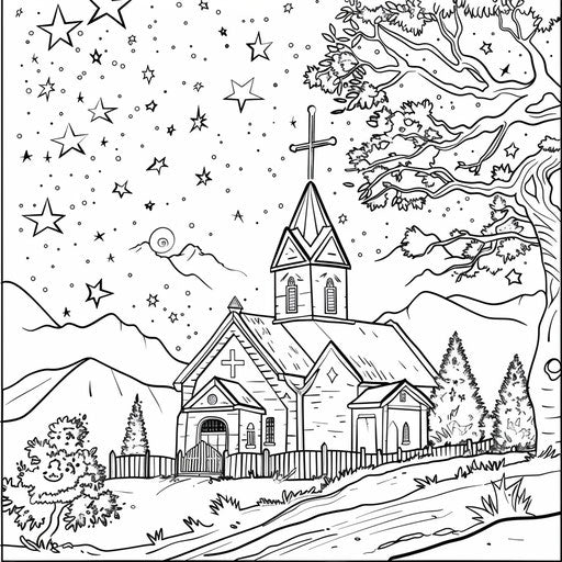 Church under a starry sky