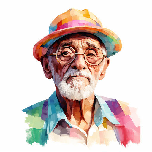 Elderly man clipart in Pastel Colors Art style on white background