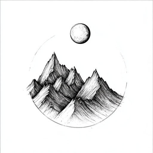 Minimalist tattoo sketch with mountain silhouette