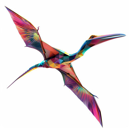 Realistic pterodactyl illustration on white background, vivid colors
