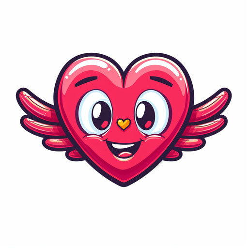 Winged heart in animated GIF style, hallyu, emotive