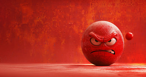Angry red clip art with angry face, emoji installations style
