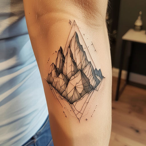 Geometric mountain peaks on white backdrop