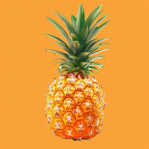 Pineapple clipart in photo realistic style with flat random color background
