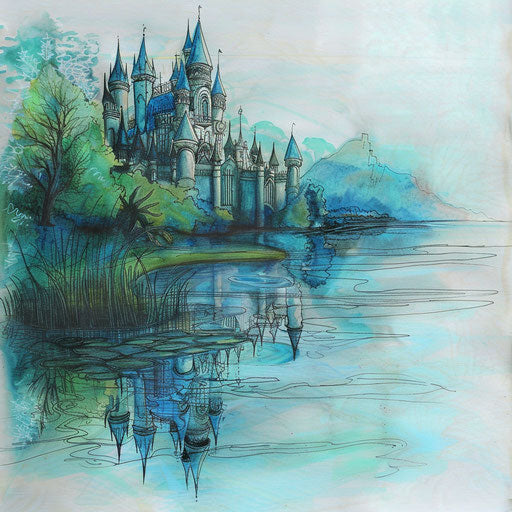 Serene castle by a tranquil lake
