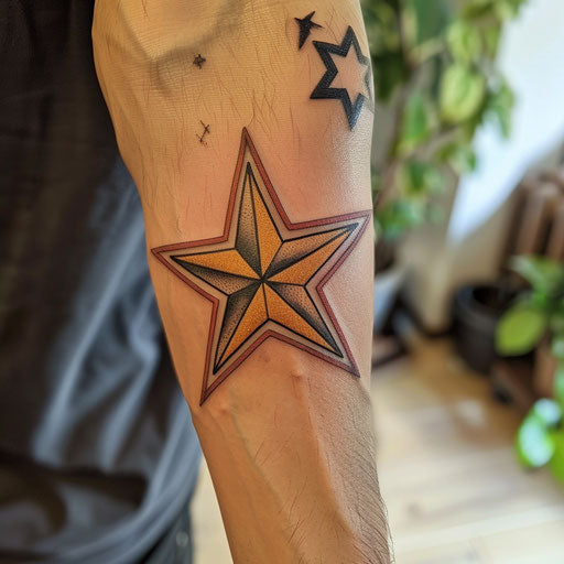 Simple star tattoo, Sailor Jerry style, forearm