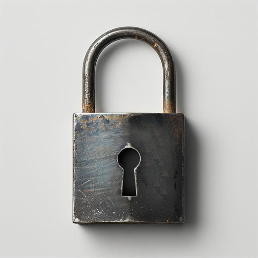 Realistic padlock clipart on flat white background