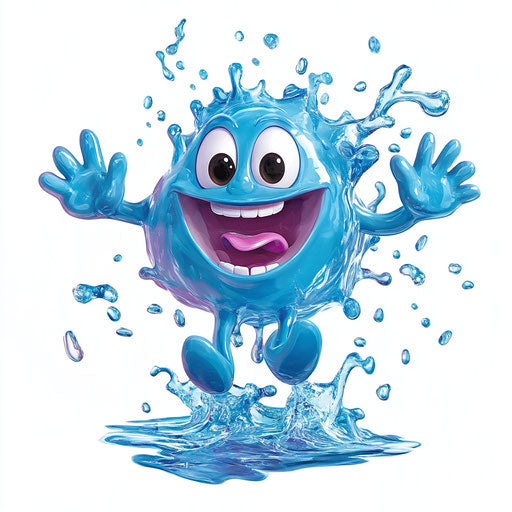 Humorous caricature of a water cycle with human characteristics