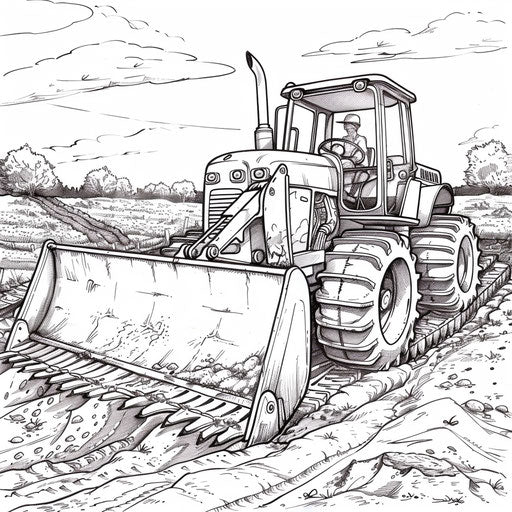 Bulldozer working on a farm, preparing the land