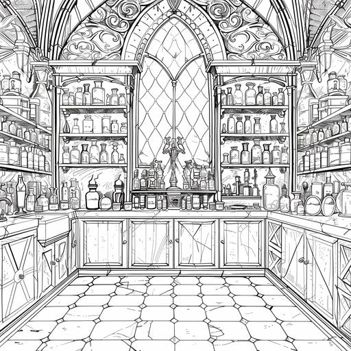 Dark gothic laboratory with mysterious experiments