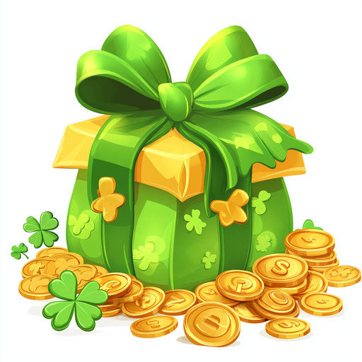 St. Patrick's Day: Gift Box, Gold Coins, Clover