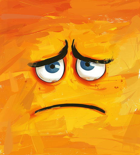 Emoticon face with sad expression in jerry pinkney style