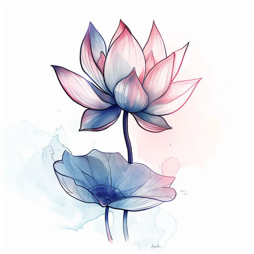 Digital drawing of a small lotus flower tattoo