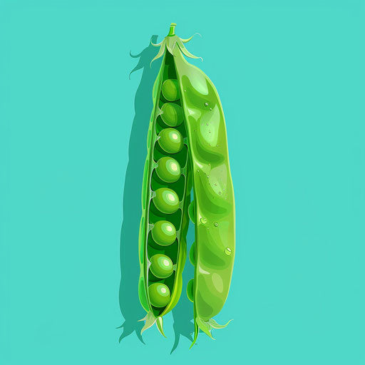 Realistic peas clipart on flat turquoise background