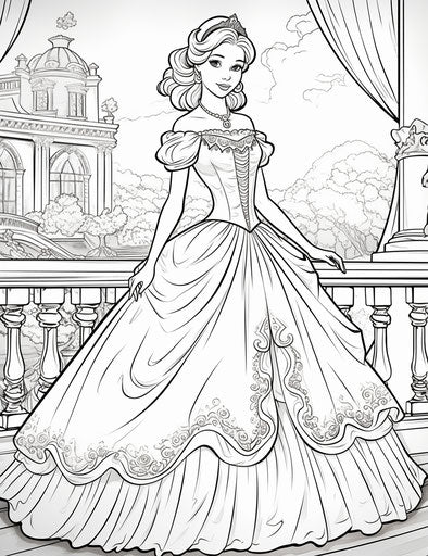 Princess coloring pages, aristocracy style, detailed attention