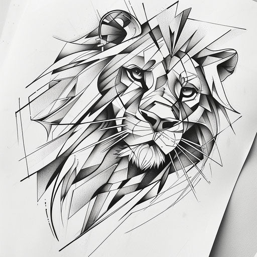 Cubist Tattoo Sketch of the Lion of Judah