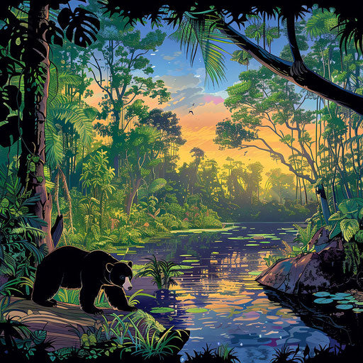 Sun bear habitat at dawn