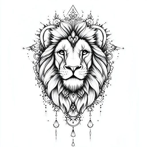 Bold Lion Tattoo On Hand Tattoo Flash Set