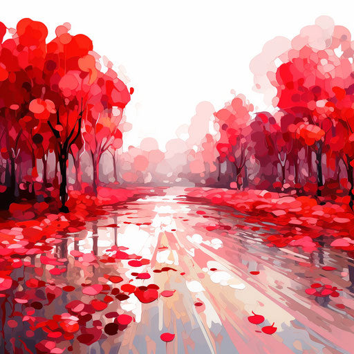 Red clipart in the style of Impressionistic Art, on white background