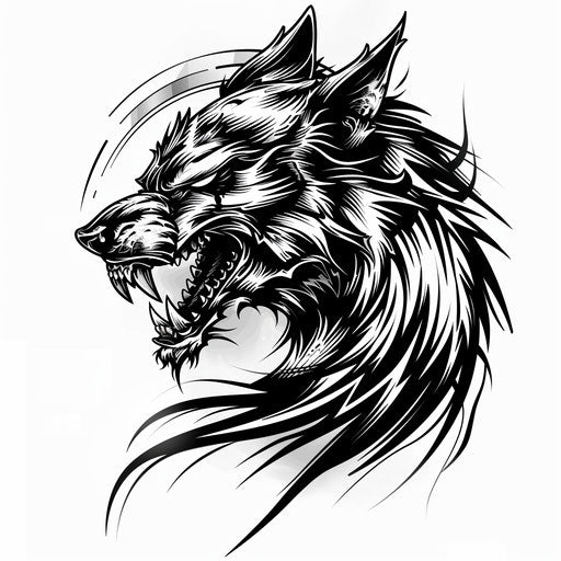 Minimalistic sketch of a werewolf in flat clipart style