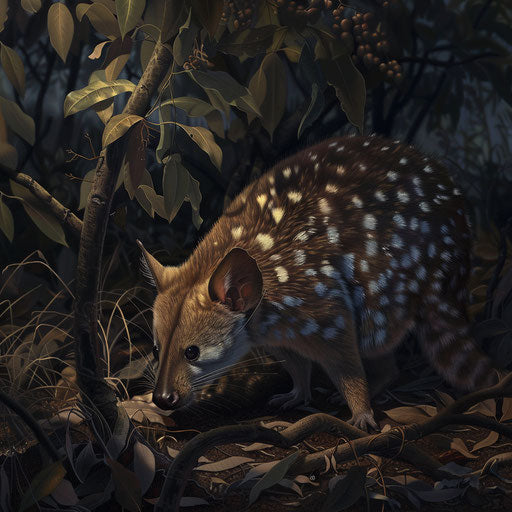 Predator hunting in bushes at dusk with fading light