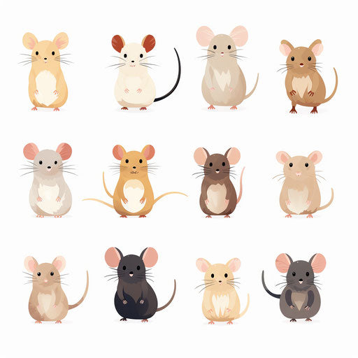 Minimalist style mice illustration on white background
