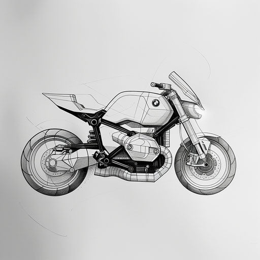Minimalistic motorcycle tattoo in fine line style