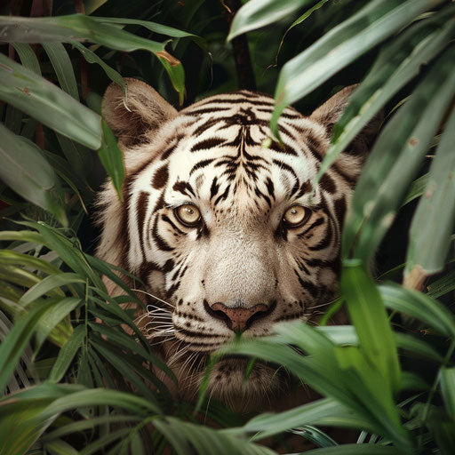 Dominance of the white tiger in the dense jungle