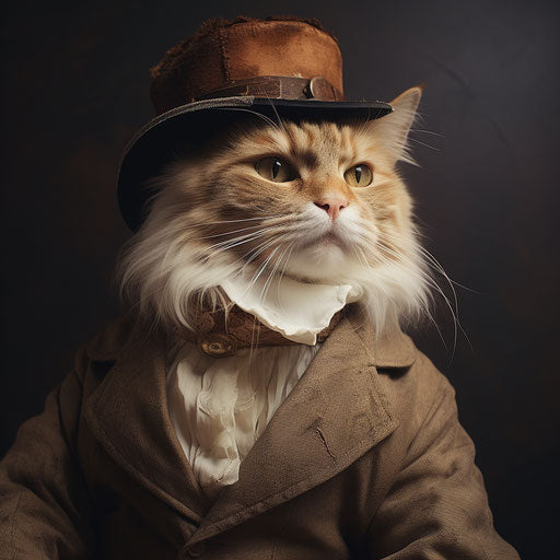 Calico cat dressed as a man