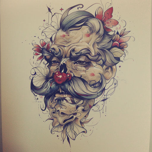 Vintage tattoo sketch of a retro mustache