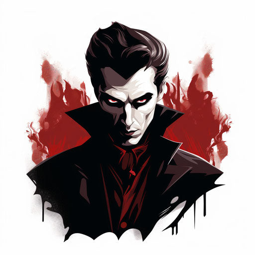 Vampire clipart in the style of Chiaroscuro Art, on a white background