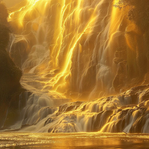 Dudh Sagar Waterfalls with golden light and cascading water
